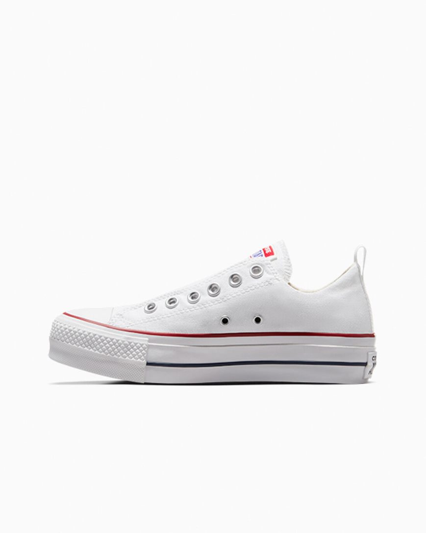 Topanky Na Platforme Converse Chuck Taylor All Star Lift Slip Nizke Damske Biele Červené Modre | SK FH5AB3